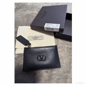 Authentic Valentino Garavani Card Holder Black Leather